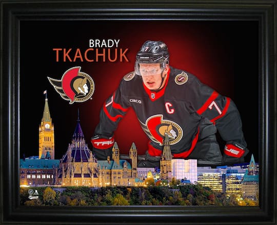 Brady Tkachuk 16" x 20" Framed Skyline Print Ottawa Senators 20" x 16"